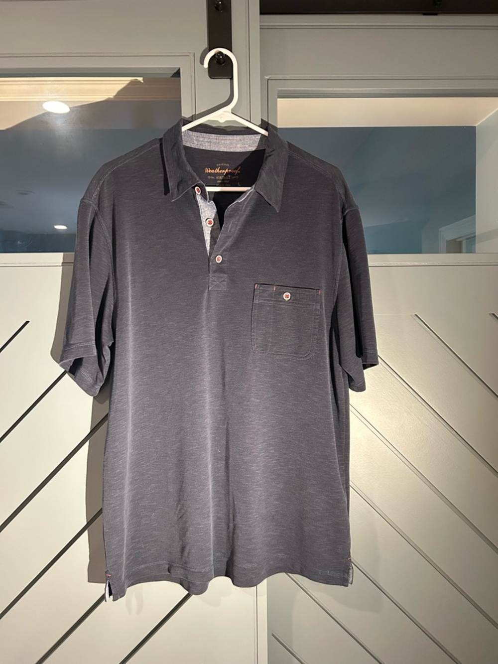 Weatherproof Men's Navy Polo Shirt with Chest Pocket